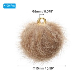 PATIKIL 100pcs Pom Poms Charm, Pompoms Pendants Balls Small Fluffy Tassel Bulk for Crafts Making, Beige