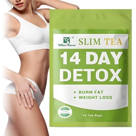 14 Days Detox Tea, Natural Drainage Tea, Body Cleanse Detox Tea with Green Tea, Leaves, Natural Plant Tea for Men and Women