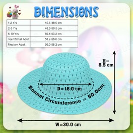 HOVUK Kids Easter Bonnet Hat – Blue Woven Hats for Boys & Girls, Ready to Decorate for School Parades, Easter Parties, and Cowboy/Cowgirl Fancy Dress Costumes – Unisex Festive Headwear Size-16cm