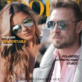 Joopin Fashion Silver Mirrored Sunglasses for Men Women Polarized Aviation Mens Sunglasses Womens Shades UV Protection Classic Retro Sun Glasses