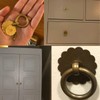 dophee 1PC Vintage Style Brass Ring Pulls, Round Cabinet Knobs