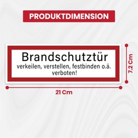 DinAliX 12 x Fire Door Stickers, 21 x 7.2 cm, Fire Door Sign Made of Premium Vinyl with Strong Adhesion, UV-Resistant Fire Door Sticker