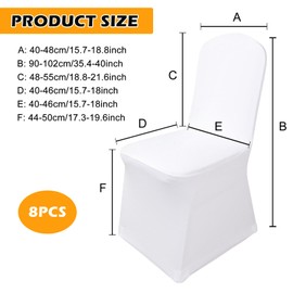 Pack of 6 White Chair Covers for Dining Room Chairs, Chair Covers for Weddings, Stretch Slipcovers for Dining Room Chairs, Washable Chair Cover, Stretch Slipcovers for Wedding, Hotel, Restaurant
