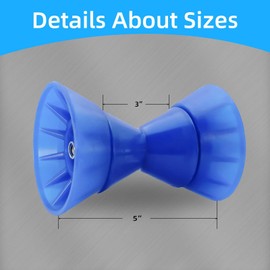 JFATXTT 3" Boat Trailer Roller Bow Stop with 1/2" Shaft Bow Stop for Boat Trailers Blue Bow Roller.