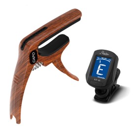 Guitar Clip Capo with Tuner by Elrido,Guitar Capo with Guitar Picks Holder,Capo with Guitar Tuner Clip-On Tuner, Clip on Digital Chromatic Tuner for Acoustic Electric Tuner for Ukulele Guitar and More