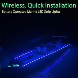 Shangyuan Marine LED Strip Lights with Battery Box for Pontoon Under Deck Lights, Battery Operated Boat Interior Lights for Fishing Sailboat Kayak, Boat Accessories, Blue, 5m (16.4ft)