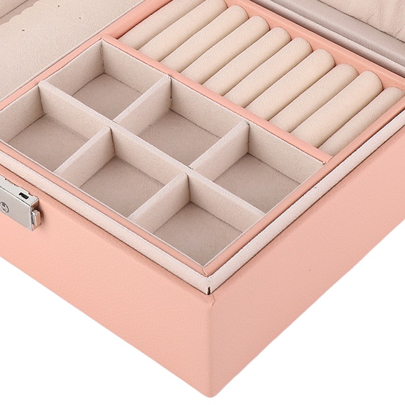 Jewelry Box Organizer 2 Layer Jewelry Storage Case PU Leather