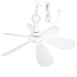 Aswalling Silent 6 Leaves USB Powered Ceiling Canopy Fan Hanging Fan for Camping Bed Dormitory Tent
