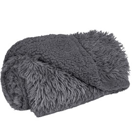 PetAmi Fluffy Waterproof Dog Blanket | Faux Fur Pet Fleece Shag Throw for Dogs and Cats Fuzzy Furry Soft Plush Sherpa Furniture Protector Sofa Couch Bed (Dusty Blue, 29x40), Grey, Medium (29x40)