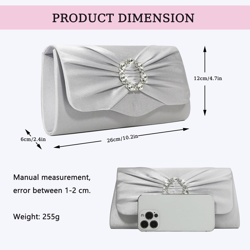 pfoosnd Womens Evening Bag Sparkly Bow Rhinestone Clutch Purses for