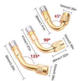 SULIUDAJI 3 Piece Valve Extension, Valve Extension Copper Valve Adapter Angle Valve Extension Car Valve Tyre Valve Extension Angle Valve for Car Motorcycle Bicycle Scooter