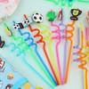Tibapla 16 Pcs Soccer Themed Straws, 25cm Curly Drinking Straws