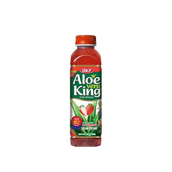 OKF Aloe Vera King Drink, Strawberry, 16.9 Fluid Ounce (Pack of 20)