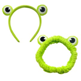 2 Pieces Frog Headbands, Big Eye Frog Headbands, Elastic Frog Headbands, Skin Care Headbands, Makeup Headbands, Funny Frog Headbands, Party Decoration Animal Headbands