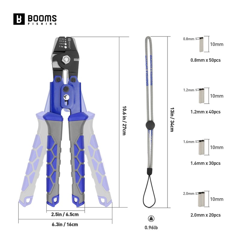 Booms Fishing Crimping Tool Kit: 10.6in Fishing Crimping Pliers with