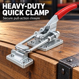 40380 Heavy Duty Adjustable Pull Latch Toggle Clamp, 3400 kg Holding Capacity, U-Bolt Quick Release Clamp with Red Handle