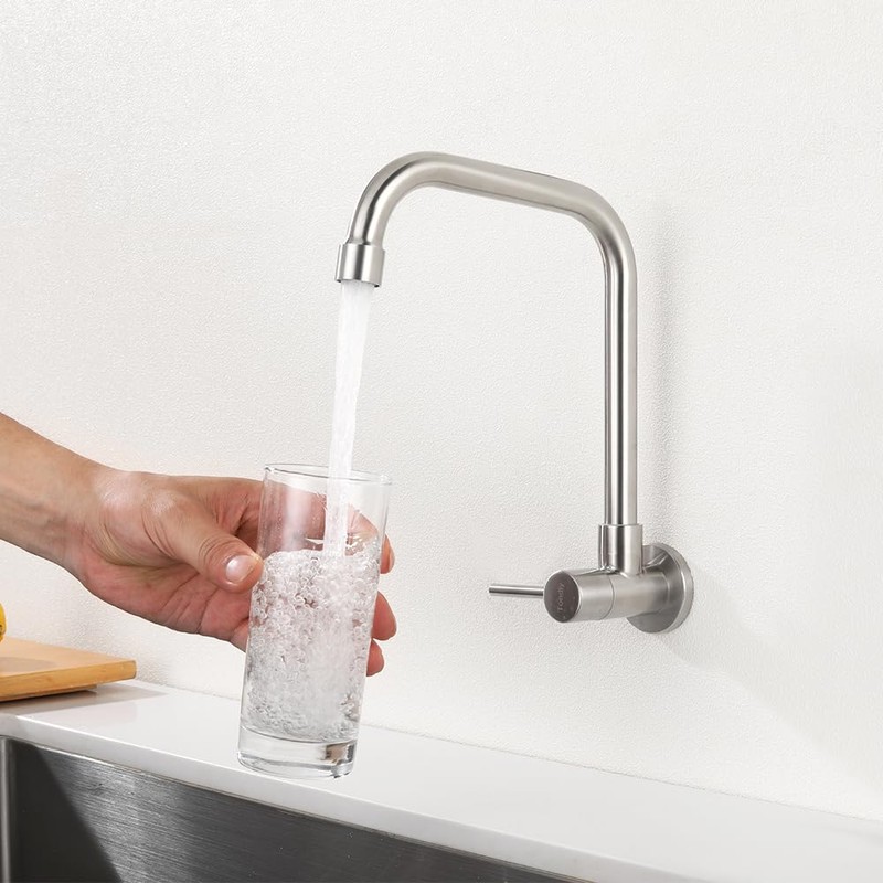 Tondiy Kitchen Tap Wall Mounted for Cold Water, Wall Tap