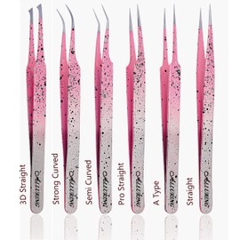 Alluring Ombre Silver Pink with Black Speckles Tweezers - A Type