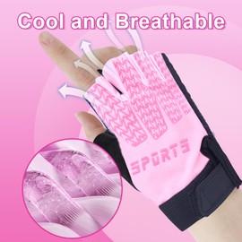 CubePlug Boys Girls Non-Slip Cycling Gloves Half Finger - Padded Grips Palm for Unisex Children, Ideal for Summer Riding, MTB, Bike, Sports, Hiking, Climbing, and Gym (Blush, S)