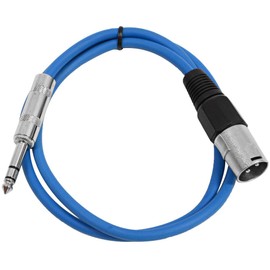 Seismic Audio - SATRXL-M2 - Blue 2' XLR Male to 1/4" TRS Patch Cable