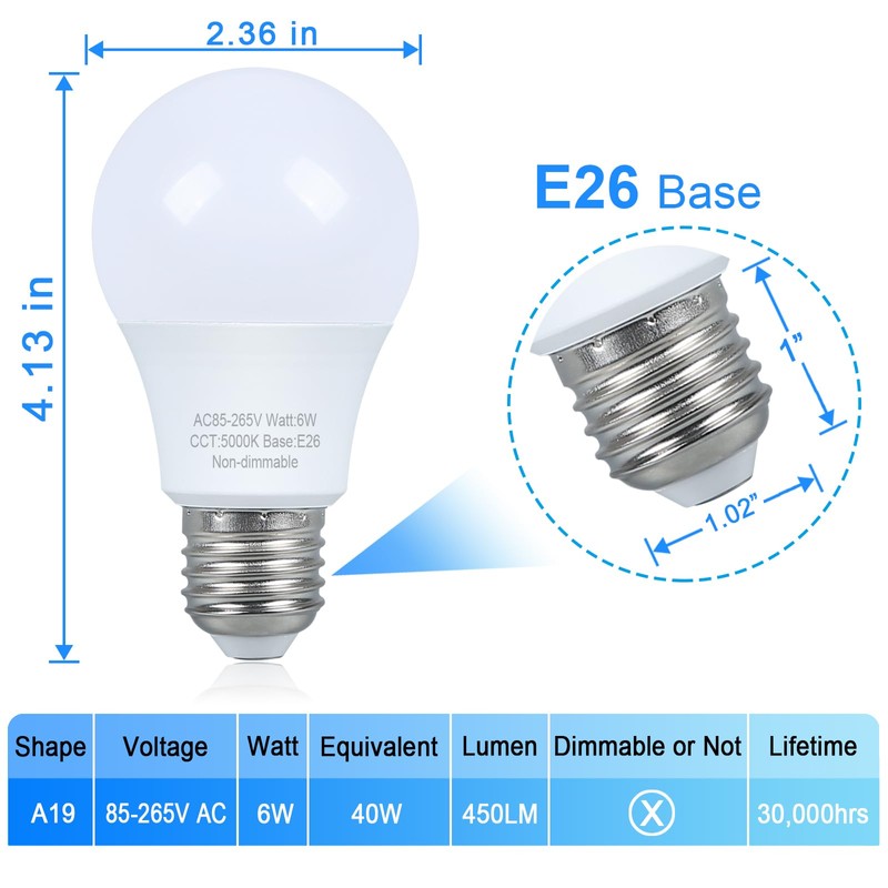 Marxlait 4 Pack LED Light Bulbs 40 watt Equivalent, Daylight