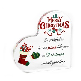 Acrylic43,Heart-Shaped Acrylic Plaque with Christmas Blessings, Perfect for Good Friend Gifts, Mum Birthday Gifts, Or Retirement Gifts for Women, Unique Christmas Home Decor for Loved Ones