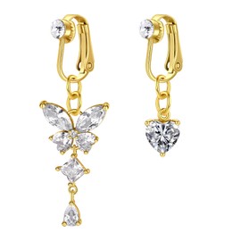 QWALIT Clip On Belly Button Rings - Fake Belly Piercing & Ring, Gold