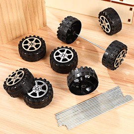 Milisten Vehicle Toys Vehicle Toys Toy Car Wheels Axles Miniature Roll Shaft Toys Wheel Round Rod Axles for DIY Craft RC Car Truck Replacement Parts (50pcs wheel+ 25pcs axle) Car Models Cars Toy