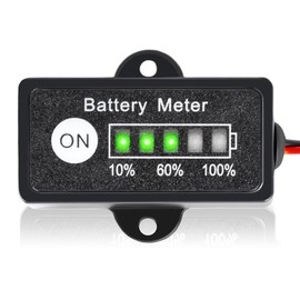 12V 24V 36V 48V Battery Indicator, Waterproof Universal LED Display Ba-ttery Meter Gauge for Lithium, LiFePO4, Lead-Acid (48V Lithium Battery Indicator)