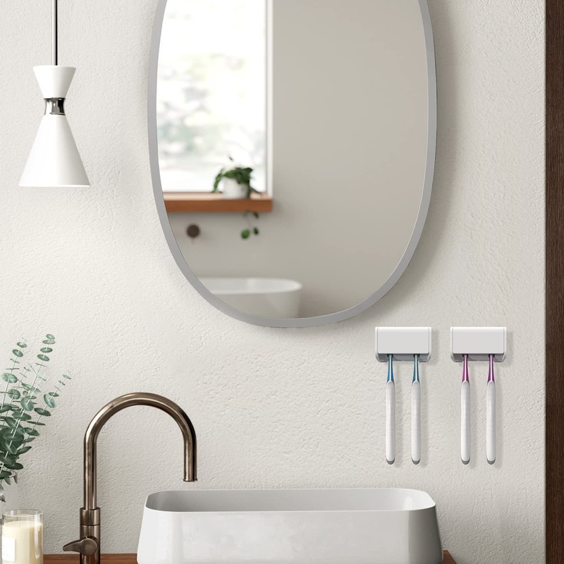 Linkidea Wall Mount Toothbrush Holder with Cover, Plastic Self Adhesive