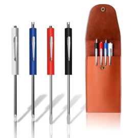 4pcs Pocket Screwdriver Set with 1 Synthetic Leather Case, Removable Screwdriver Pen, Magnetic Slotting, Valve Core Tool Mini Screwdriver with Dual Bits