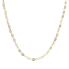 18k Gold-Flashed Flat Heart Sterling Silver Nickel Free Chain Necklace Italy 16"