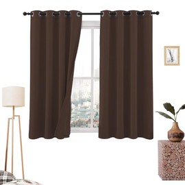 Melocotton Cortinas Blackout 275cm Ancho X 160cm Alto - En 2 Páneles con Aros Metálicos (Cafe)