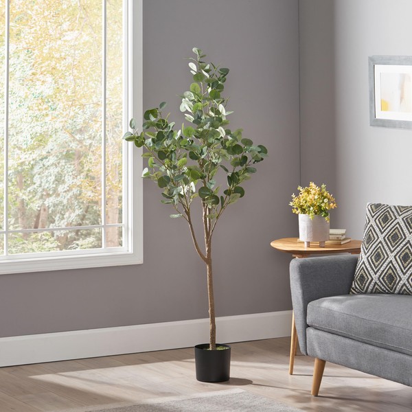 Udorich 150CM Artificial Eucalyptus Tree, Elegant Green Decor Solution, Low