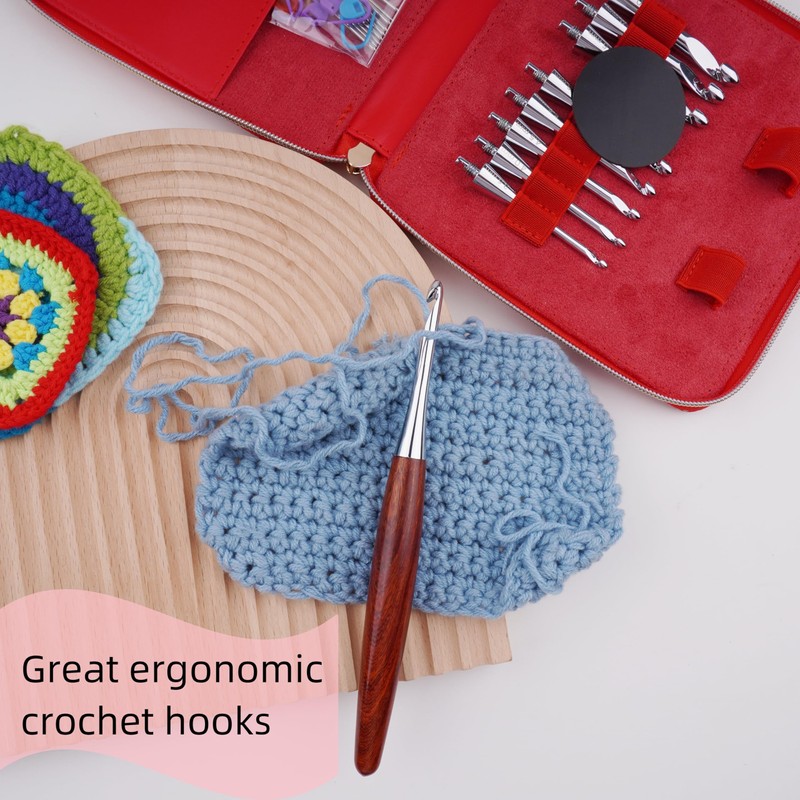 Interchangeable Ergonomic Crochet Hooks Set Inline Beginner Crochet Needles Kit