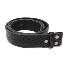 BC Belts Leather Belt Strap with Embossed Celtic Knot Weave Pattern 1.5" Wide with Snaps (Black-XL)