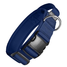 OneTigris Tactical Dog Collars with Handle,Military Dog Collar for Large Dog,Adjustable Nylon Collar German Shepherd Collar with Heavy Duty Metal Buckle for Dog Training and Walking(L, Navy Blue)