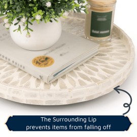 CLAYNIX Mother of Pearl Turntable Organizer - Table & Countertop, Cabinet & Pantry Lazy Susan (12.5 in)