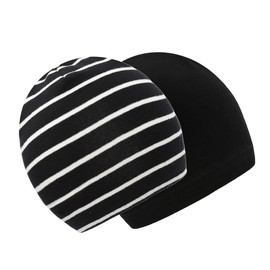 FORUHOO Baby Beanie for Boys Girls Toddler Hat Autumn Winter Set of 2, Single layer: black and black stripes