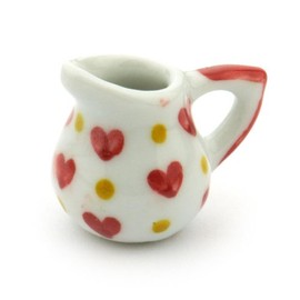 MyTinyWorld 2 x Dolls House Miniature Heart Pattern Ceramic Water Jugs