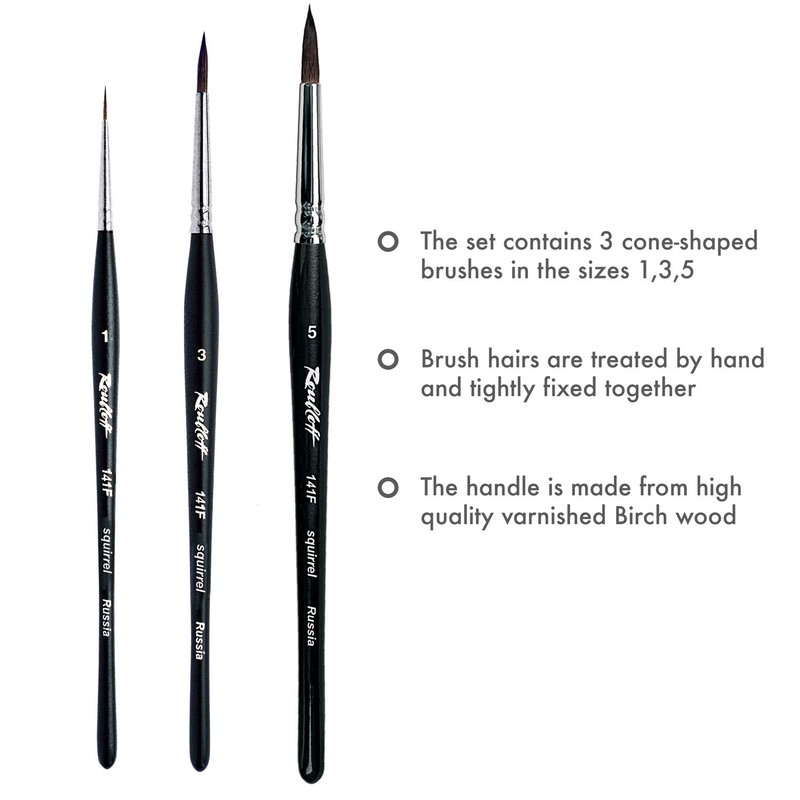 Roubloff Pack of 3 Professional Brush Set in Sizes 1-3-5