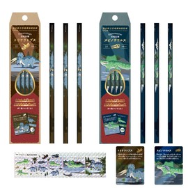 Tombow Pencil Kakata Pencil 2B Dinosaur B Set of 12 Pencils (2 Patterns x 6) + Original Card + Glitter Stickers PCA-371BAZ