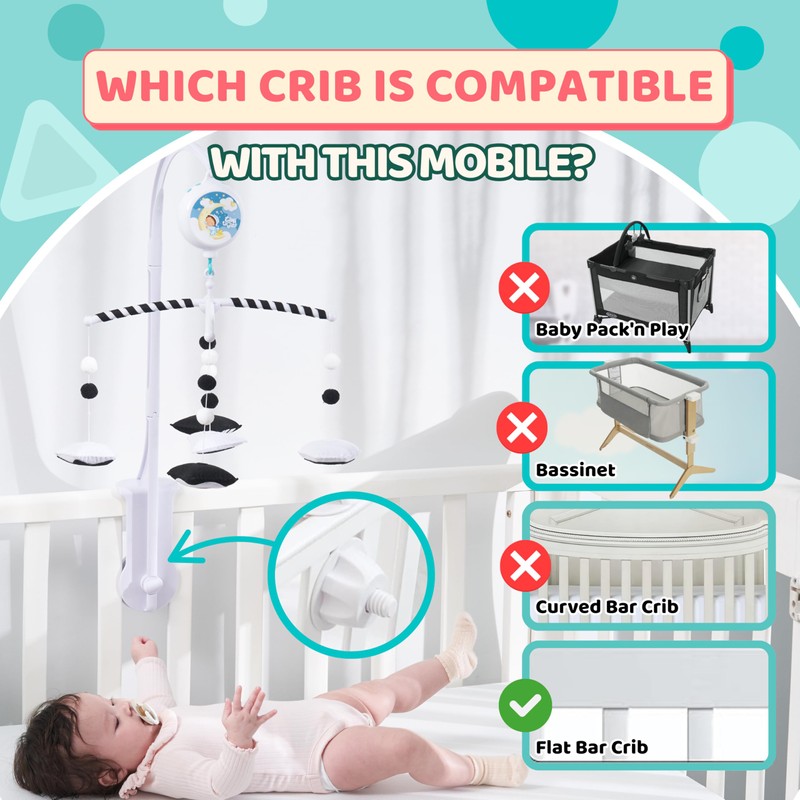 Montessori Mobile Baby for Crib (TINITIGIES) - Black and White