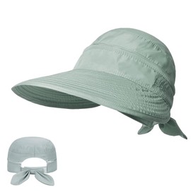Xusxes Sun Hat for Women, Sun Protection Beach Hat with Zip, Summer Hat Wide Brim UV Protection Sun Hat, Removable Visor Cap Hat Outdoor for Golf Travel Hiking Sightseeing