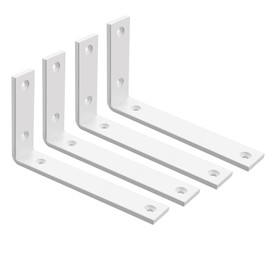 SAYAYO Floating Shelf Brackets Heavy Duty 7 Inch, 1/5 Inch Thicken White Shelf Bracket for Wood Shelves, Metal L Brackets Shelving Brackets , 4Pcs