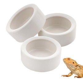 3 Pack Small Reptile Feeding Bowl Ceramic Food and Water Dish for Tarantula Hermit Crab Lizard Gecko Frog Turtle Small Reptile (White)