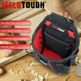 MELOTOUGH Nail Screw Work Pouch Electrican Tool Pouch with Quick Release Belt Clip Tool Belt Pouches Utility Tool Organizer Pouch with Hammer Holder for Electrician,Carpenter,Construction,Technician
