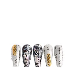 Generic Newspaper Letters Tartan Nail Foil Transfer Sticker 10Pcs 20X4Cm Xk517 Nail Wraps Art Stickers Manicure Supplies for Women for Home Nails Full Long Lasting Easy Apply and Remove