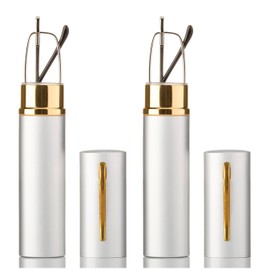 2 Packs - Pocket Readers Tube Reader in Case Silver Reading Glasses +3.00