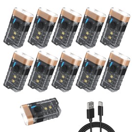 iToncs LED Small Powerful EDC Flashlight with Warm White Red Light,Bright USB C Rechargeable 9 Modes Mini Pocket Keychain Flash Light with Clip,IP5 Waterproof,365nm UV Black Light,Tail Magnet 10PC